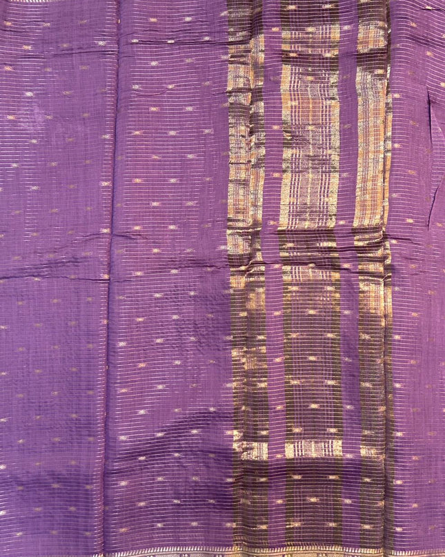 Suchira Purple stripes bentex with contrast blouse saree