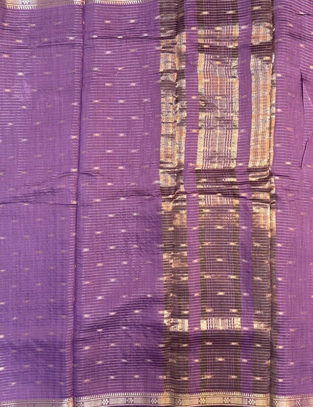 Suchira Purple stripes bentex with contrast blouse saree