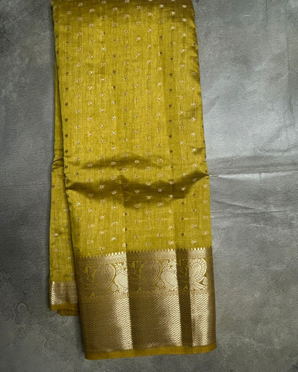Mustard Yellow Tussar Saree ST102