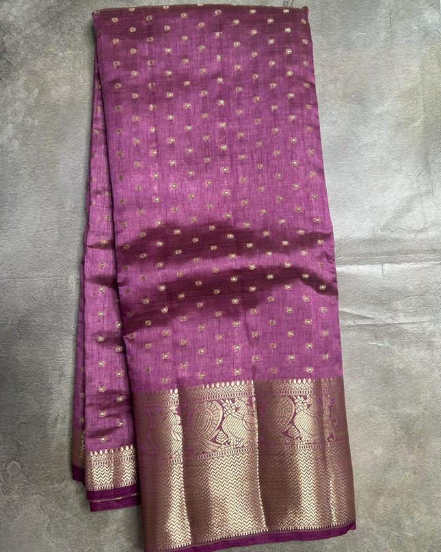 Jewel pink Tussar Saree ST102