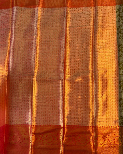 Olive Green semi kanchi 102 silk saree
