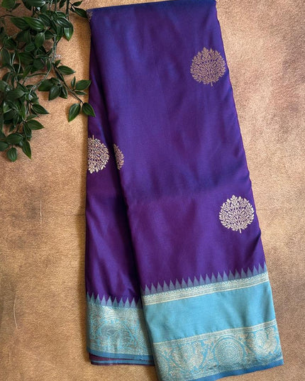 Royal Teal Motif- Violet  soft silk-102