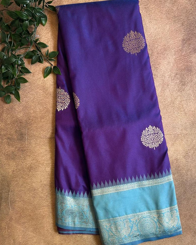 Royal Teal Motif- Violet  soft silk-102