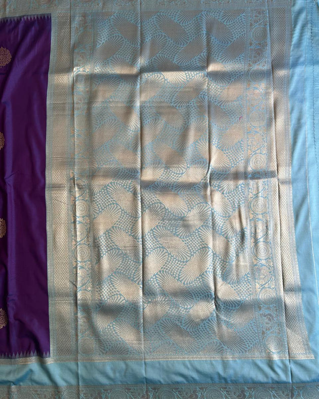 Royal Teal Motif- Violet  soft silk-102