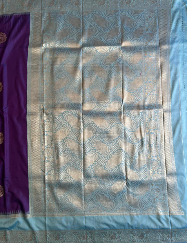 Royal Teal Motif- Violet  soft silk-102