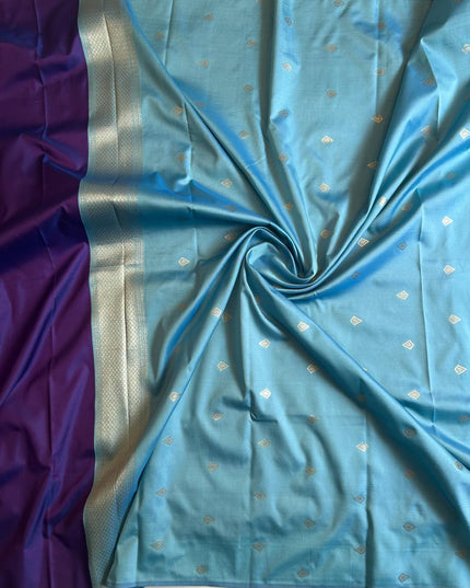 Royal Teal Motif- Violet  soft silk-102