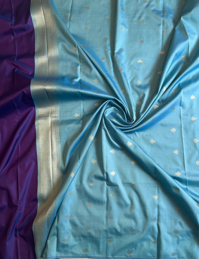 Royal Teal Motif- Violet  soft silk-102