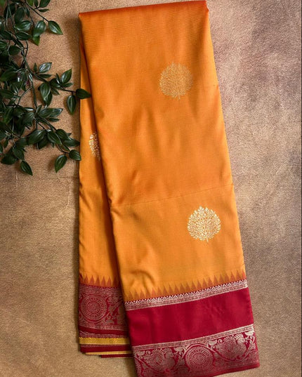 Royal Teal Motif - Mustard and Red soft silk 102