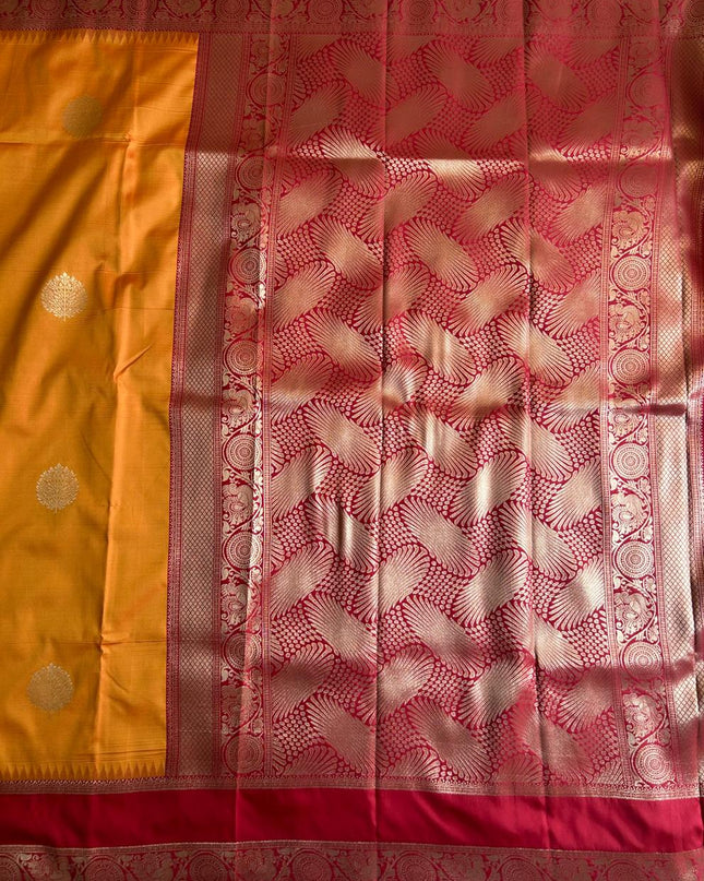 Royal Teal Motif - Mustard and Red soft silk 102