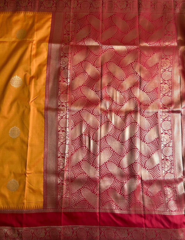 Royal Teal Motif - Mustard and Red soft silk 102