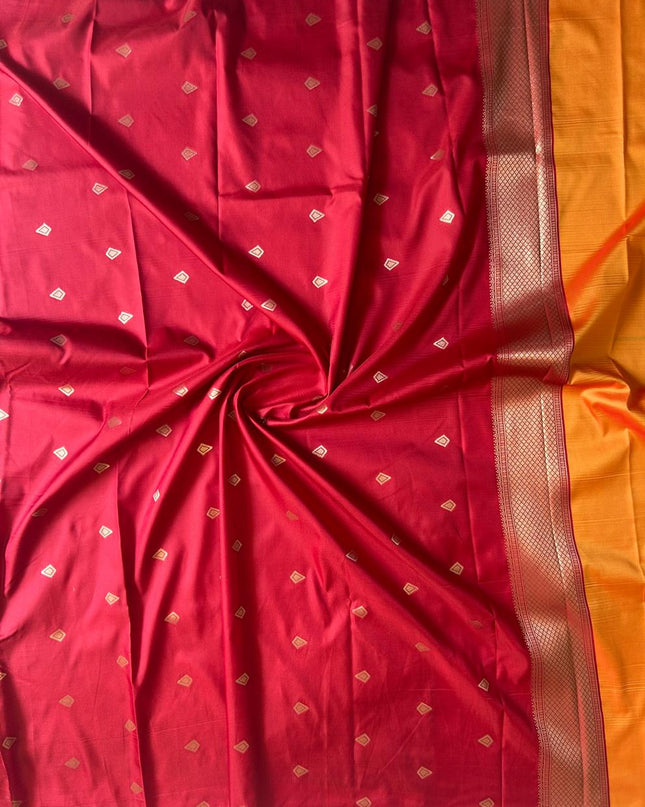 Royal Teal Motif - Mustard and Red soft silk 102
