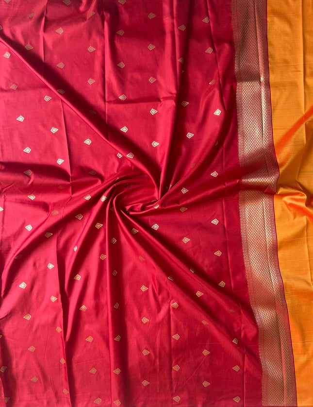 Royal Teal Motif - Mustard and Red soft silk 102