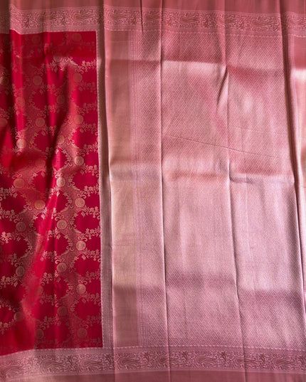 Royal Pink Floral Brocade Soft silk 102