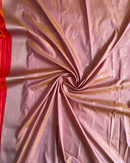 Orange with light Purple soft silk saree - 12