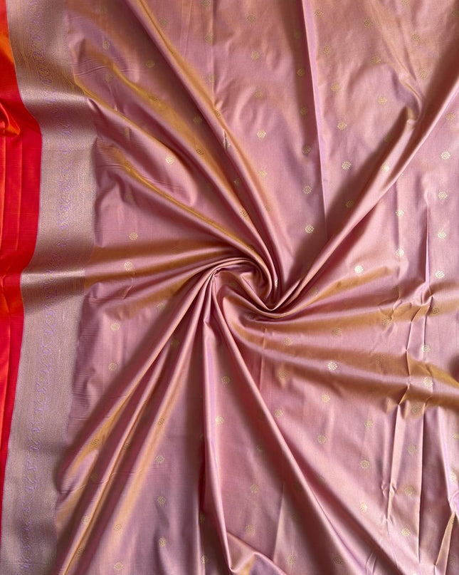 Orange with light Purple soft silk saree - 12