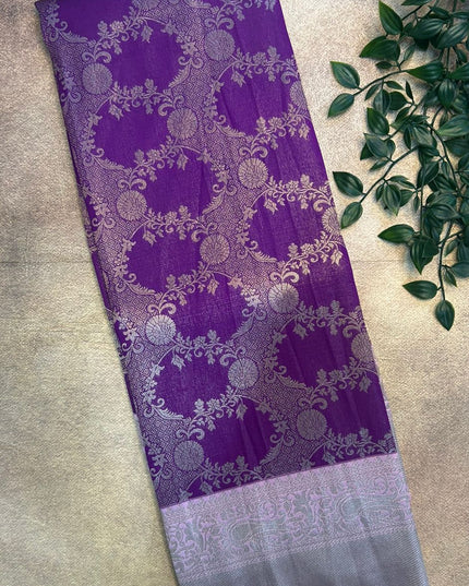 Purple Floral Brocade Soft silk 102
