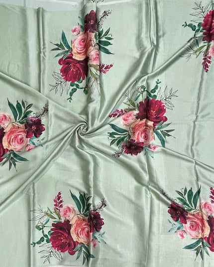 Green 103 Floral satin saree