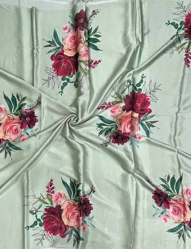 Green 103 Floral satin saree
