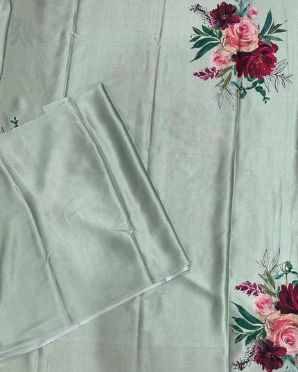 Green 103 Floral satin saree