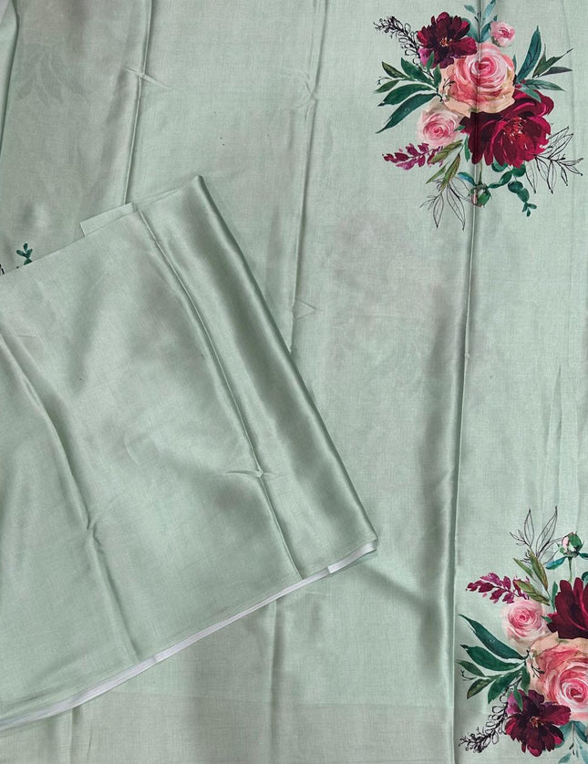 Green 103 Floral satin saree