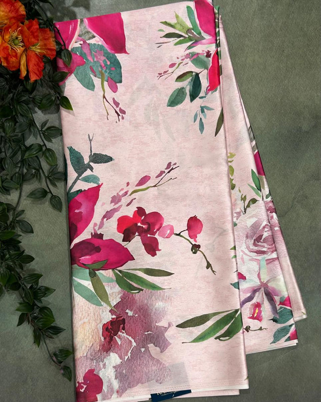 Pink Floral 103 satin saree