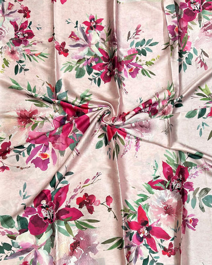 Pink Floral 103 satin saree