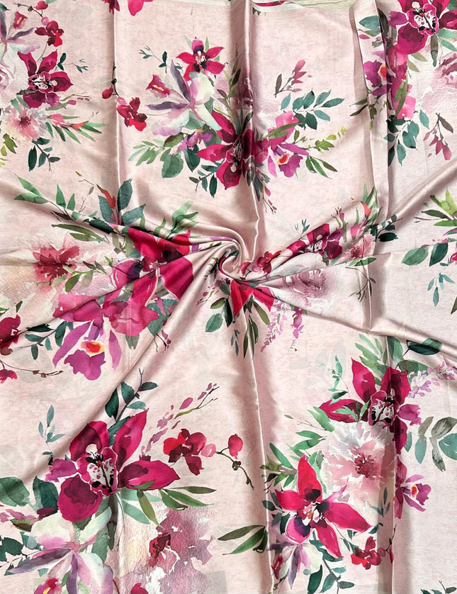 Pink Floral 103 satin saree