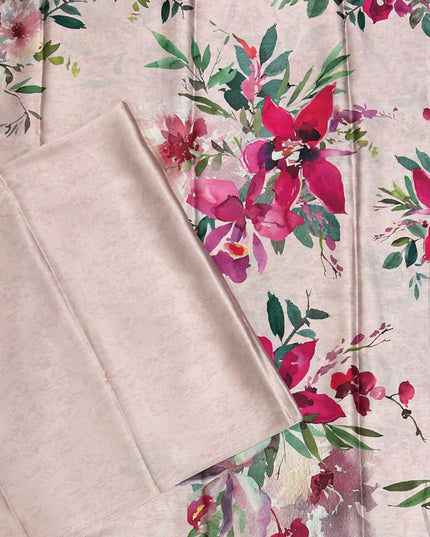 Pink Floral 103 satin saree