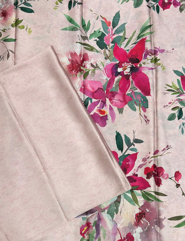 Pink Floral 103 satin saree
