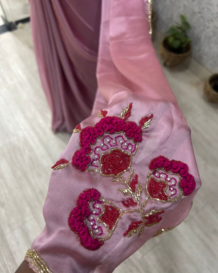 Baby pink  designer part wear saree