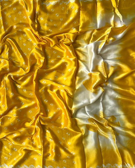 2D yellow satin crepe 103 saree