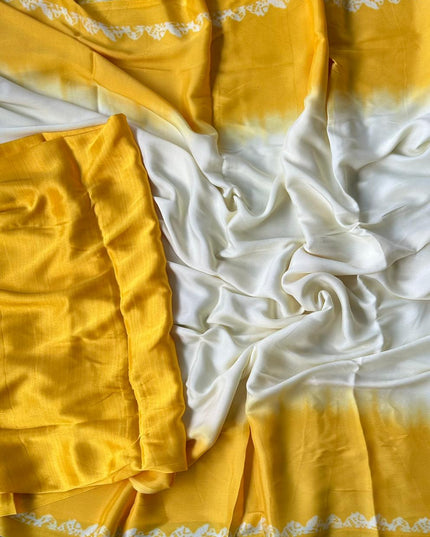 2D yellow satin crepe 103 saree