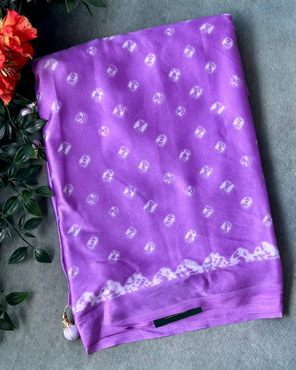 2D Light purple satin crepe 103 saree