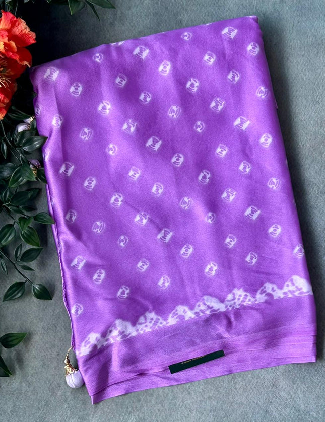2D Light purple satin crepe 103 saree