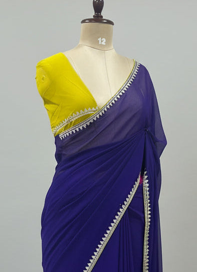 Purple contrast stone work border party wear 109 saree