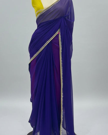 Purple contrast stone work border party wear 104 saree