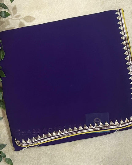 Purple contrast stone work border party wear 104 saree