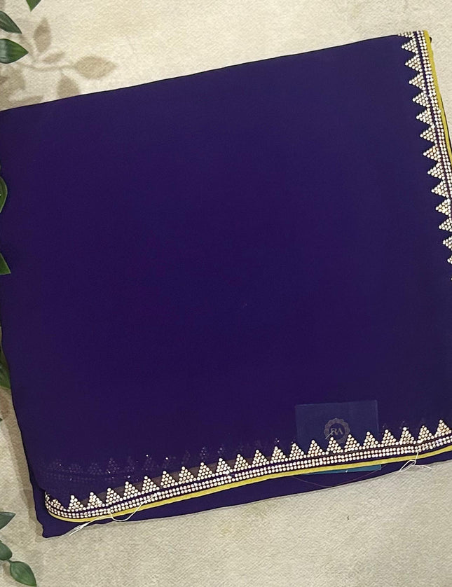 Purple contrast stone work border party wear 109 saree