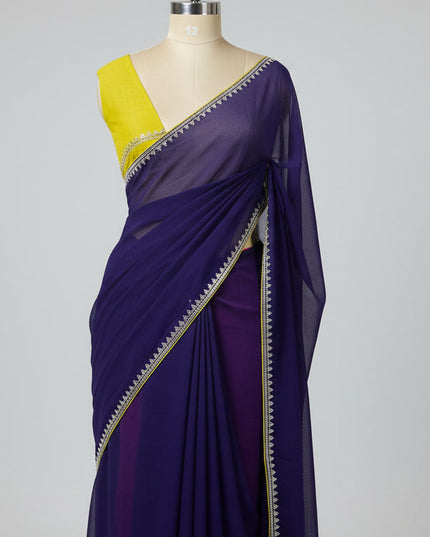 Purple contrast stone work border party wear 104 saree
