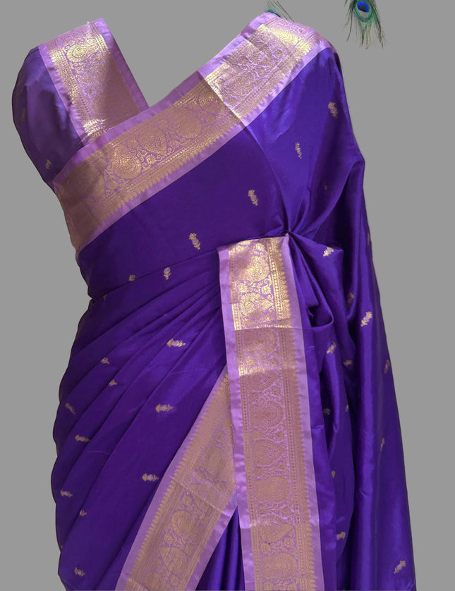 Purple small border kanchi 104 silk saree