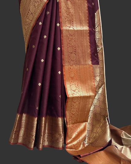 Brown small border kanchi 104 silk saree