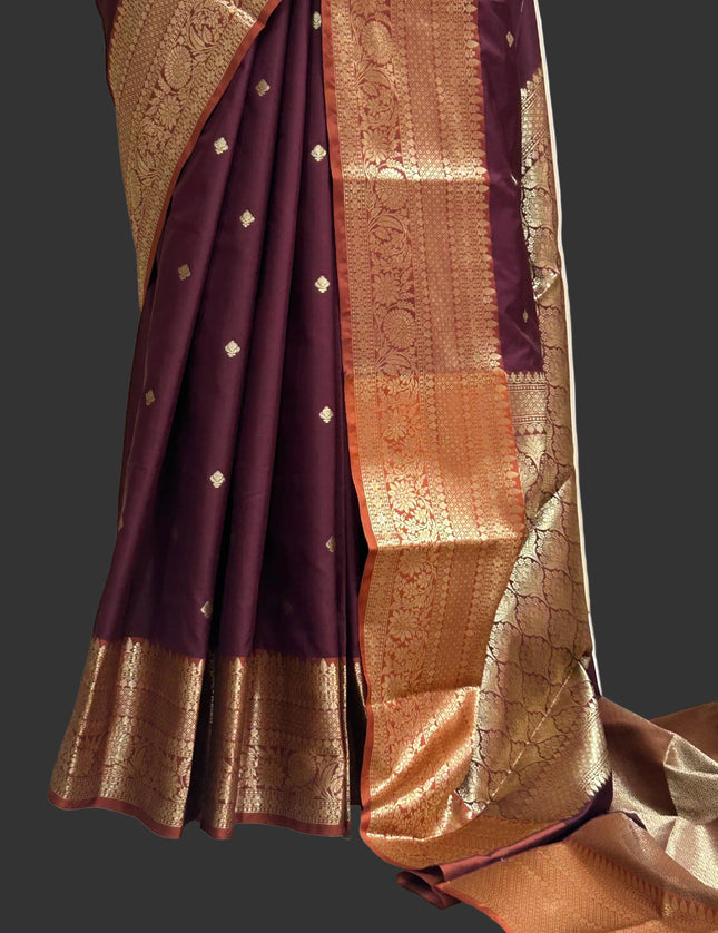 Brown small border kanchi 104 silk saree