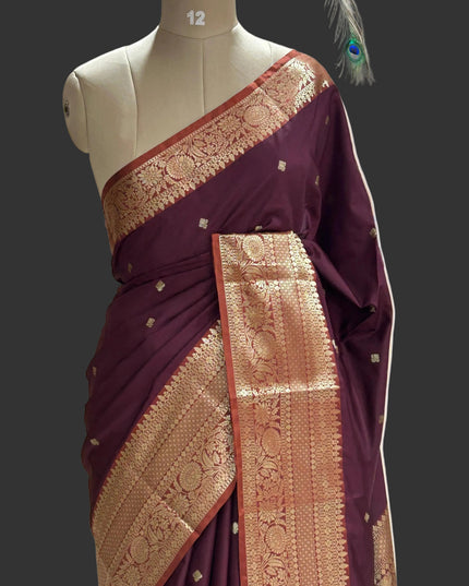 Brown small border kanchi 104 silk saree
