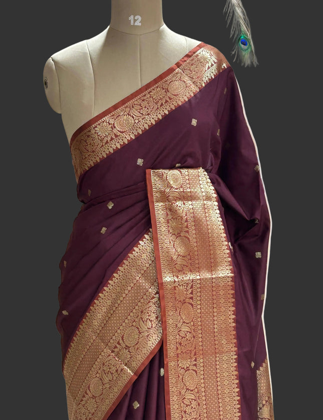 Brown small border kanchi 104 silk saree