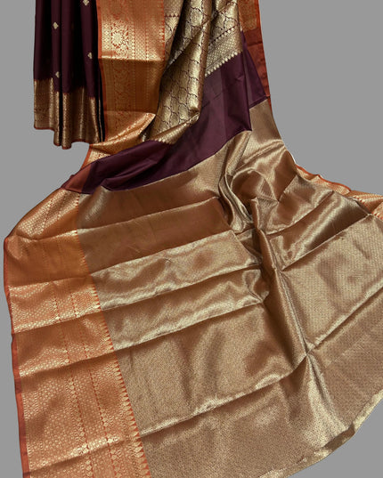 Brown small border kanchi 104 silk saree