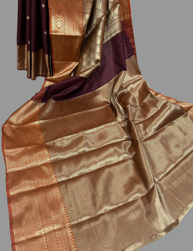 Brown small border kanchi 104 silk saree