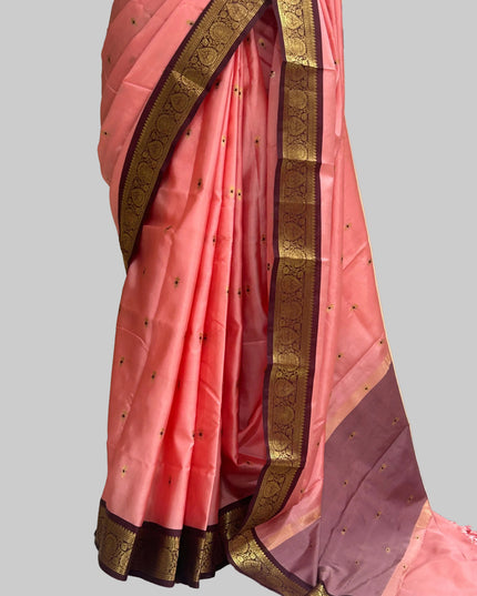 Pink small border kanchi 104 silk saree