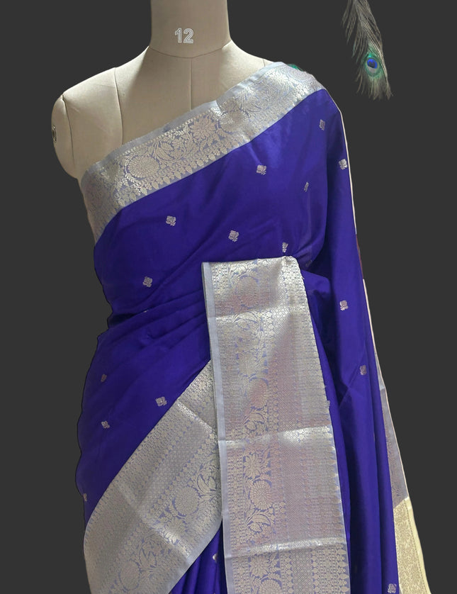 Blue small butta kanchi 108 silk saree (Ashu)