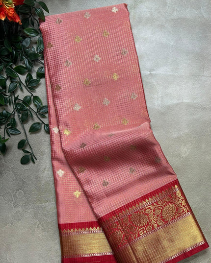Pastel pink small semi Kanchi-105 saree