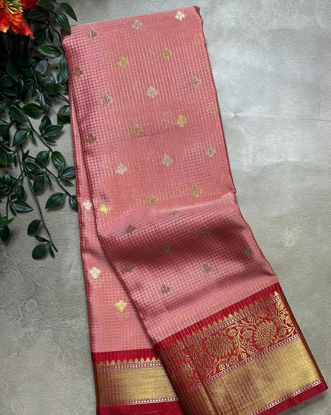 Pastel pink small semi Kanchi-105 saree